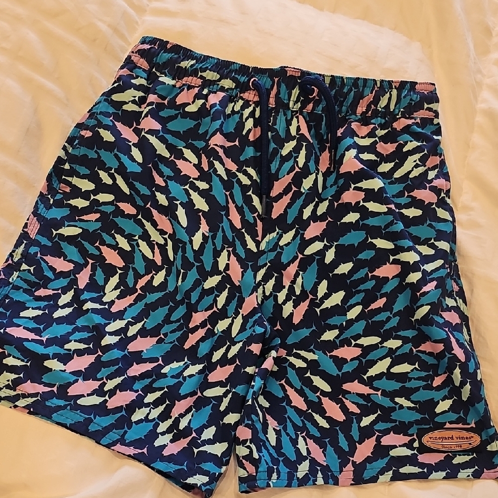 Vineyard Vines Boy's Blue Swim Trunks Patterned Shorts